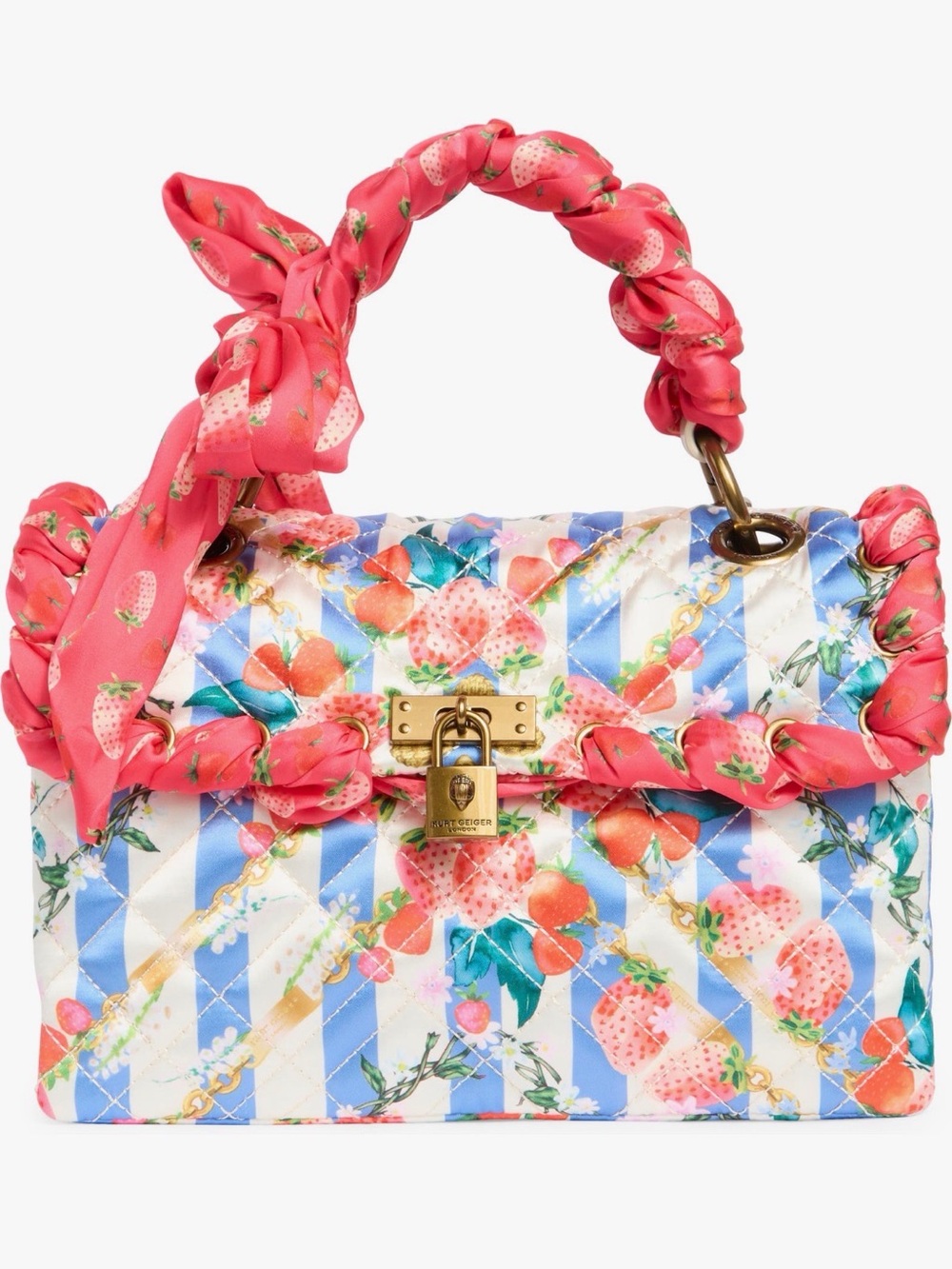 Kurt Geiger Pink Floral Quilted Top-Handle Satchel